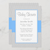 Invitations de douches pour bébés Chevron bleu et  (Devant / Derrière)