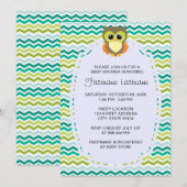Invitations de douches pour bébés Chevron Owl coul (Devant / Derrière)