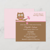 Invitations de douches pour bébés Chouette rose (Devant / Derrière)
