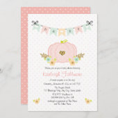 Invitations de douches pour bébés Citrouilles rose (Devant / Derrière)