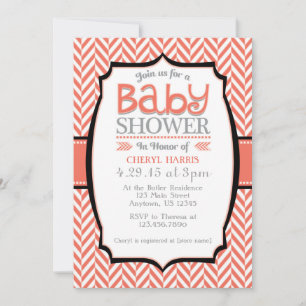 Invitations de douches pour bébés Coral Grey Herri