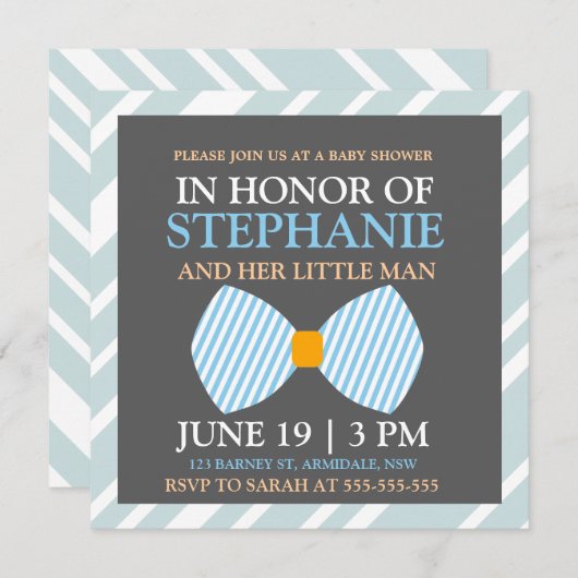 invitations de douches pour bébés cravates de Bow (Devant / Derrière)