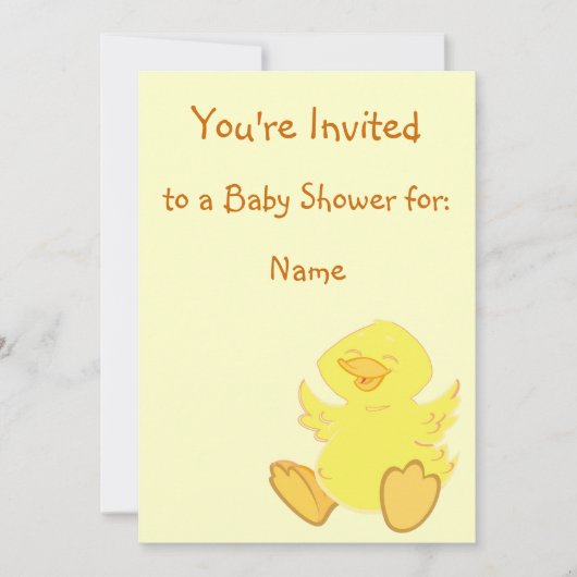 Invitations de douches pour bébés de canard heureu (Devant)
