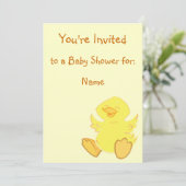 Invitations de douches pour bébés de canard heureu (Debout devant)