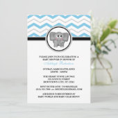 Invitations de douches pour bébés Elephant Blue Gr (Debout devant)