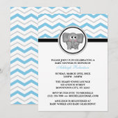 Invitations de douches pour bébés Elephant Blue Gr (Devant / Derrière)