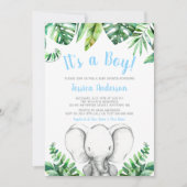 Invitations de douches pour bébés éléphant de la j (Devant)