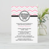 Invitations de douches pour bébés Elephant Pink Gr (Debout devant)