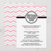 Invitations de douches pour bébés Elephant Pink Gr (Devant / Derrière)