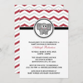 Invitations de douches pour bébés Elephant Red Gre (Devant / Derrière)