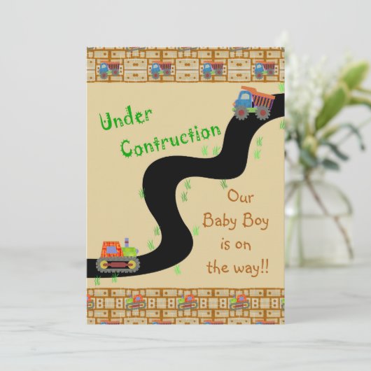 Invitations de douches pour bébés en construction (Debout devant)