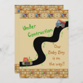 Invitations de douches pour bébés en construction (Devant / Derrière)