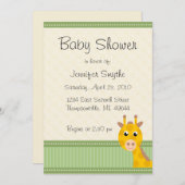 Invitations de douches pour bébés en Girafe (Devant / Derrière)