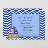 Invitations de douches pour bébés en voilier (Devant / Derrière)