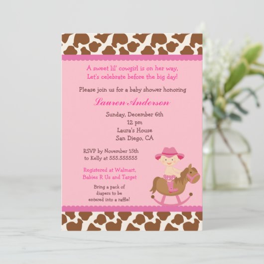 Invitations de douches pour bébés filles (Debout devant)