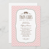 Invitations de douches pour bébés filles jumelles (Devant / Derrière)