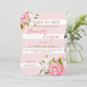 Invitations de douches pour bébés Floral Blush Peo (Debout devant)