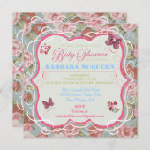 Invitations de douches pour bébés florales au Vict (Devant / Derrière)