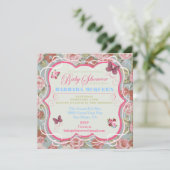 Invitations de douches pour bébés florales au Vict (Debout devant)