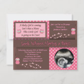 Invitations de douches pour bébés Hibou (Devant)