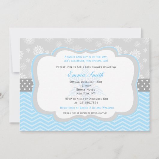 Invitations de douches pour bébés hiver de Snowfla (Devant)