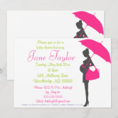 Invitations de douches pour bébés Magenta Silhouet (Devant / Derrière)