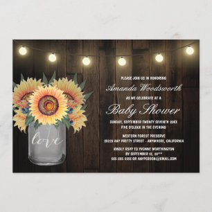 Invitations de douches pour bébés Mason Jar + Sunf