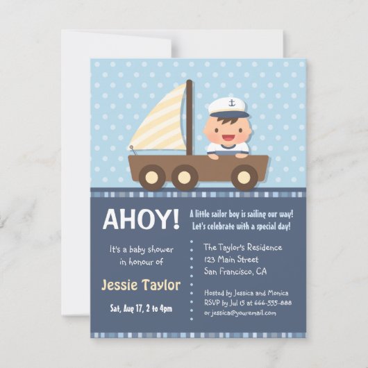 Invitations de douches pour bébés Nautical Little (Devant)
