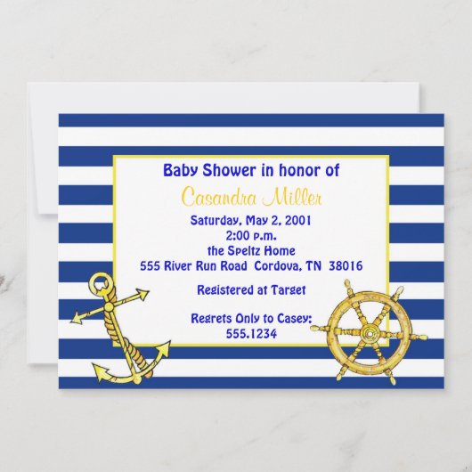 Invitations de douches pour bébés nautiques (Devant)