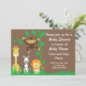 Invitations de douches pour bébés neutres animaux (Debout devant)