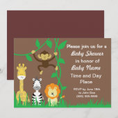 Invitations de douches pour bébés neutres animaux (Devant / Derrière)