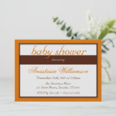 Invitations de douches pour bébés orange Brown (Debout devant)