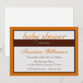 Invitations de douches pour bébés orange Brown (Devant / Derrière)