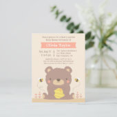Invitations de douches pour bébés Ours de bois mou (Debout devant)