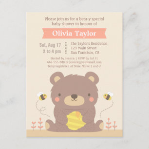 Invitations de douches pour bébés Ours de bois mou