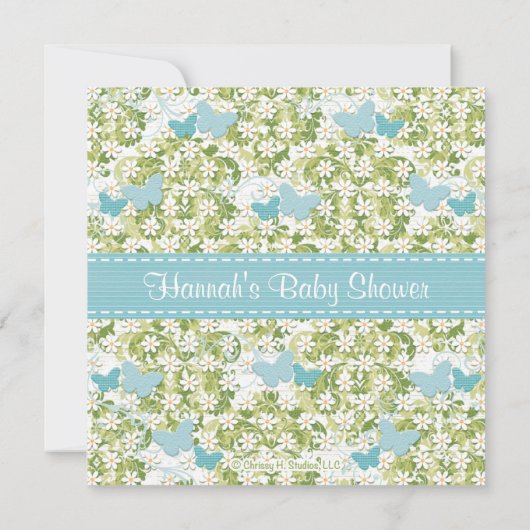 Invitations de douches pour bébés papillons Monogr (Dos)