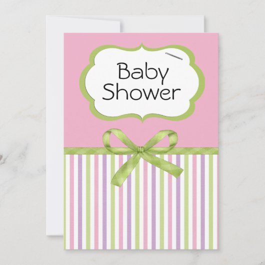 Invitations de douches pour bébés Pastel Stripes (Devant)