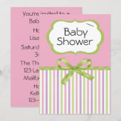 Invitations de douches pour bébés Pastel Stripes (Devant / Derrière)