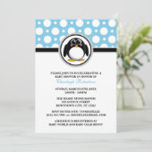 Invitations de douches pour bébés Penguin Blue Pol (Debout devant)