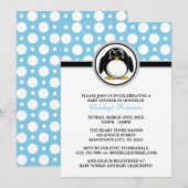 Invitations de douches pour bébés Penguin Blue Pol (Devant / Derrière)