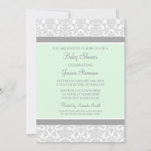 Invitations de douches pour bébés personnalisées M (Dos)