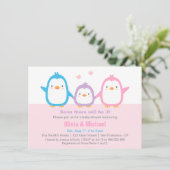 Invitations de douches pour bébés Pingouin de fami (Debout devant)