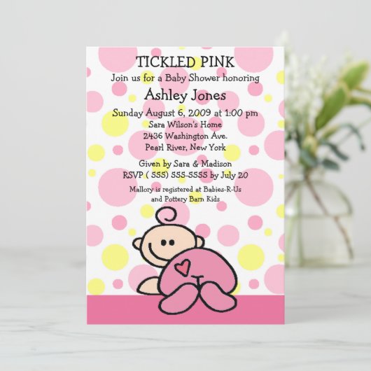 Invitations de douches pour bébés PINK (Debout devant)