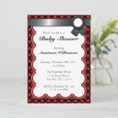 Invitations de douches pour bébés Red & Black Polk (Debout devant)