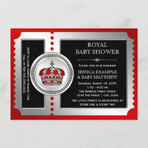 Invitations de douches pour bébés Red Black Silver