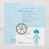 Invitations de douches pour bébés robots| Garçon (Devant / Derrière)
