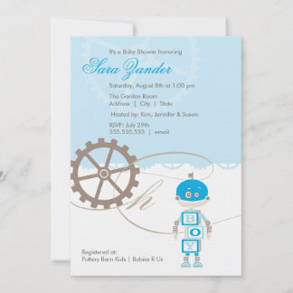 Invitations de douches pour bébés robots| Garçon