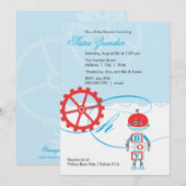 Invitations de douches pour bébés robots| Garçon (Devant / Derrière)