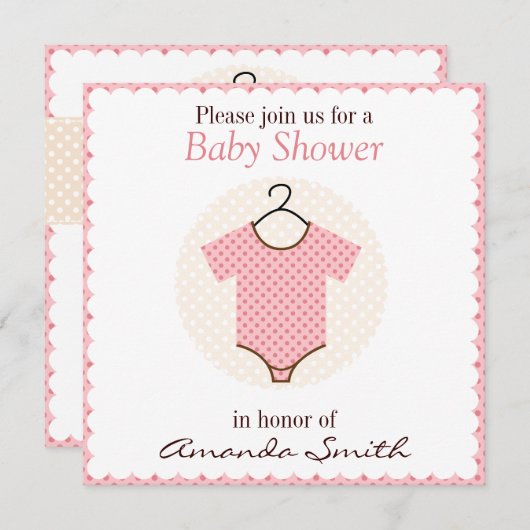 Invitations de douches pour bébés roses (Devant / Derrière)