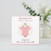 Invitations de douches pour bébés roses (Debout devant)